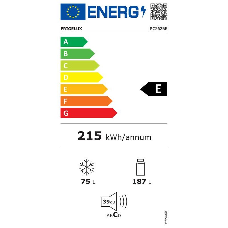 Witte Gecombineerde Koelkast RC262BE 262L - FrigeluX
