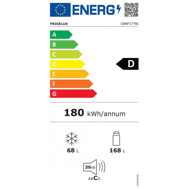 Ingebouwde Witte Combi Koelkast CBNF177BI FrigeluX - 236L