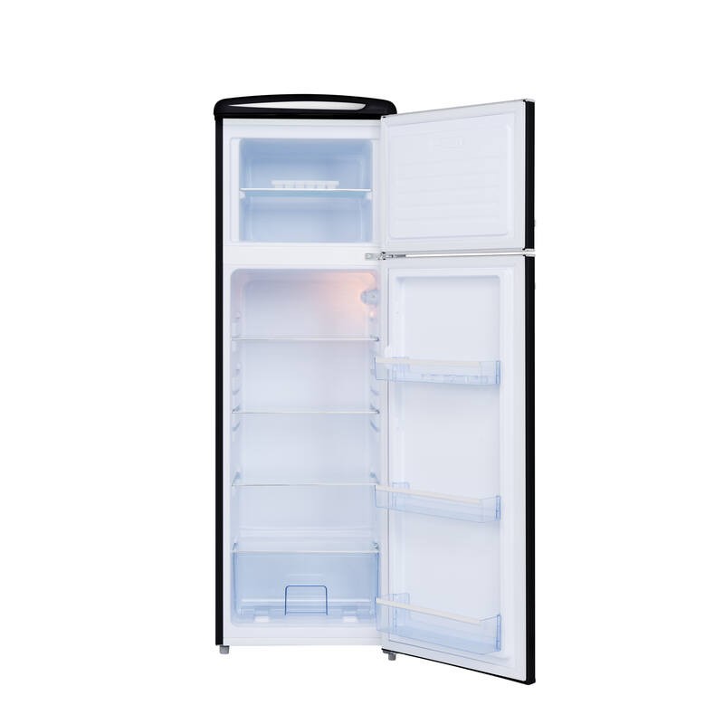 Retro Vintage Zwarte 2-Deurs Koelkast RFDP246RNA++ 245L - FrigeluX