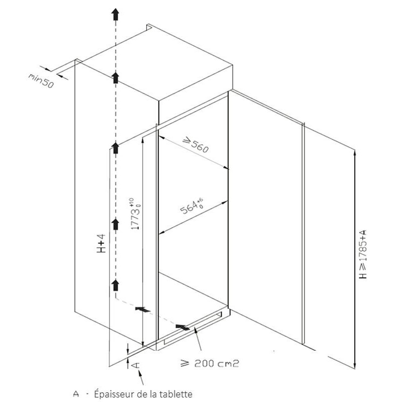 Inbouwkast Koelkast SPNF177BI 304L - FrigeluX