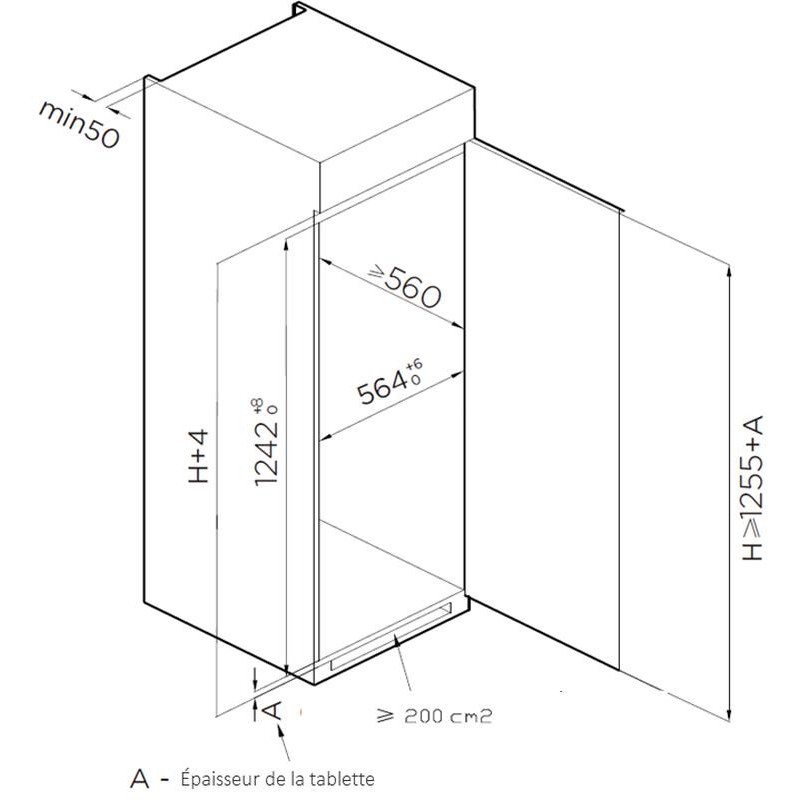 Inbouwkast Koelkast SP122BI 205L - FrigeluX